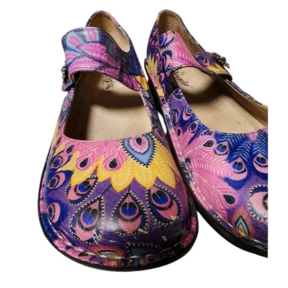 Alegria Paloma Mary Jane Multicolor Peacock Leather Size EU 41